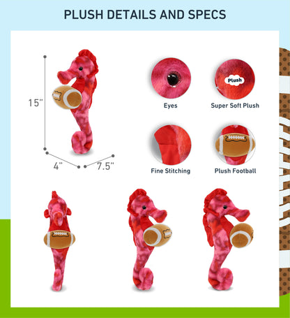 SUPER-SOFT PLUSH - PINK TIE-DYE SEAHORSE 15" WITH FOOTBALL PLUSH