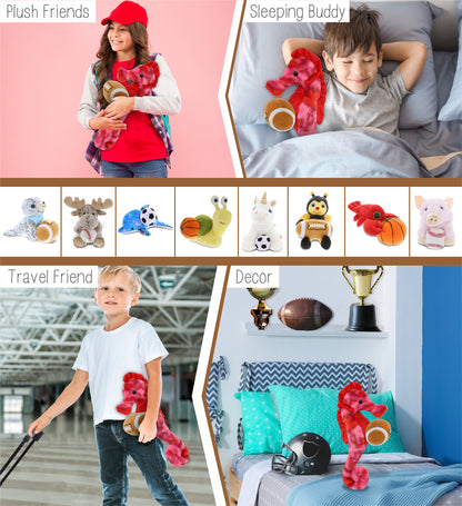 SUPER-SOFT PLUSH - PINK TIE-DYE SEAHORSE 15" WITH FOOTBALL PLUSH