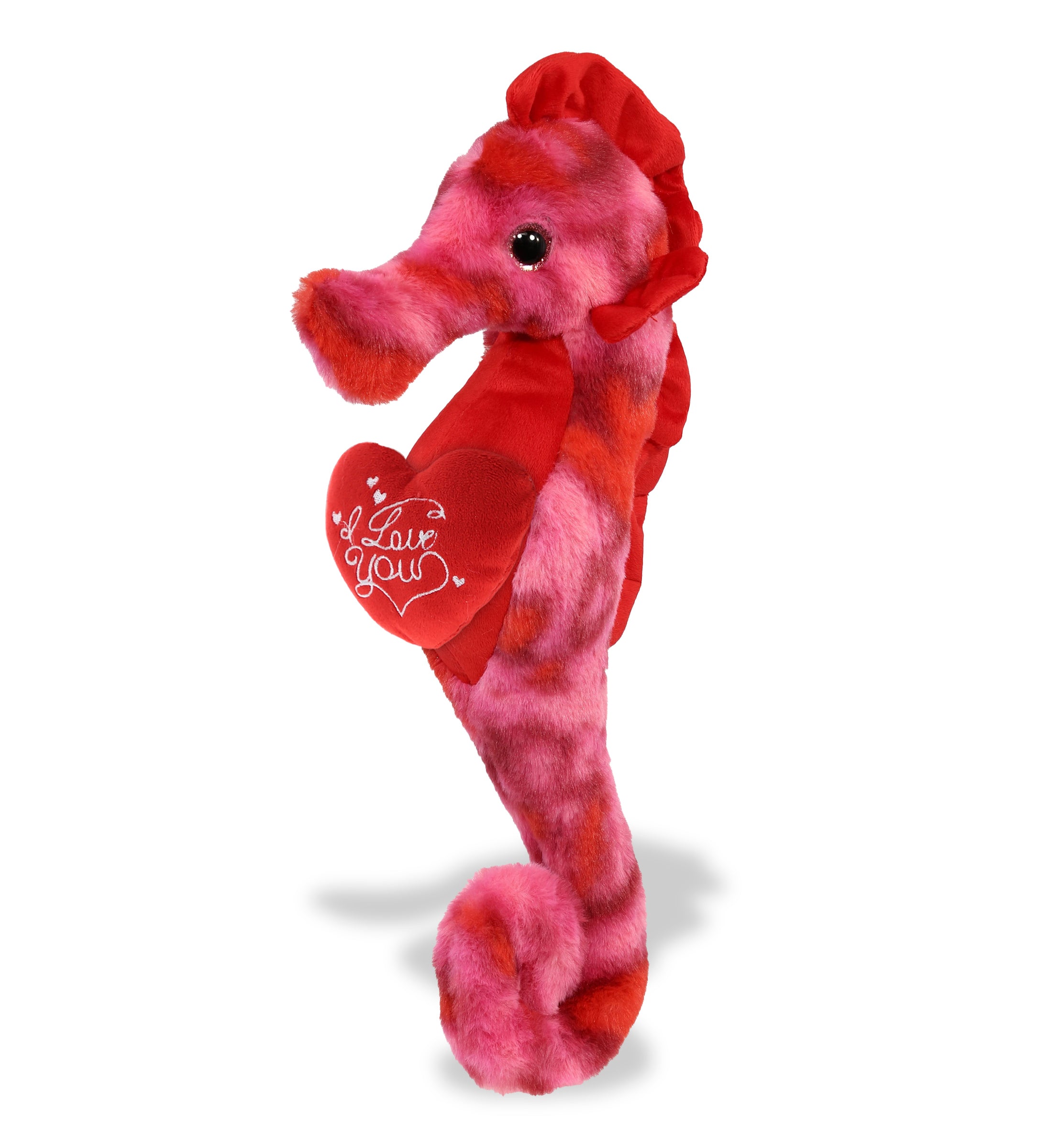 PLUSH I LOVE YOU RED HEART - SUPER-SOFT PLUSH - PINK TIE-DYE SEAHORSE 15"