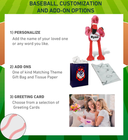 SUPER-SOFT PLUSH - PINK TIE-DYE FLAMINGO 8" with Baseball Plush