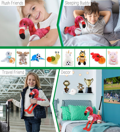 SUPER-SOFT PLUSH - PINK TIE-DYE FLAMINGO 8" with Baseball Plush