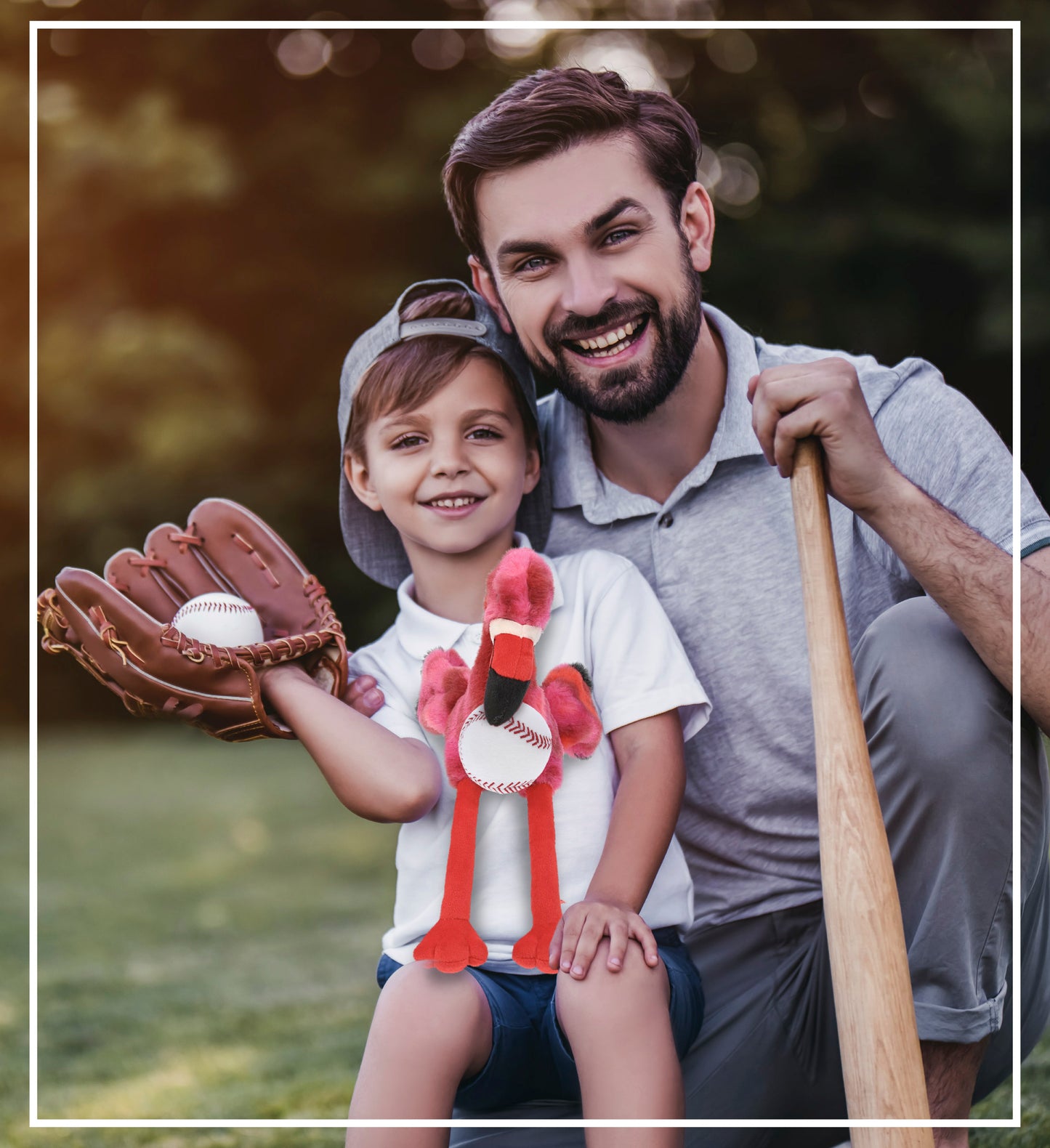 SUPER-SOFT PLUSH - PINK TIE-DYE FLAMINGO 8" with Baseball Plush
