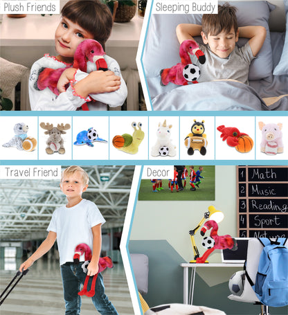 SUPER-SOFT PLUSH - PINK TIE-DYE FLAMINGO 8" with Soccer Plush