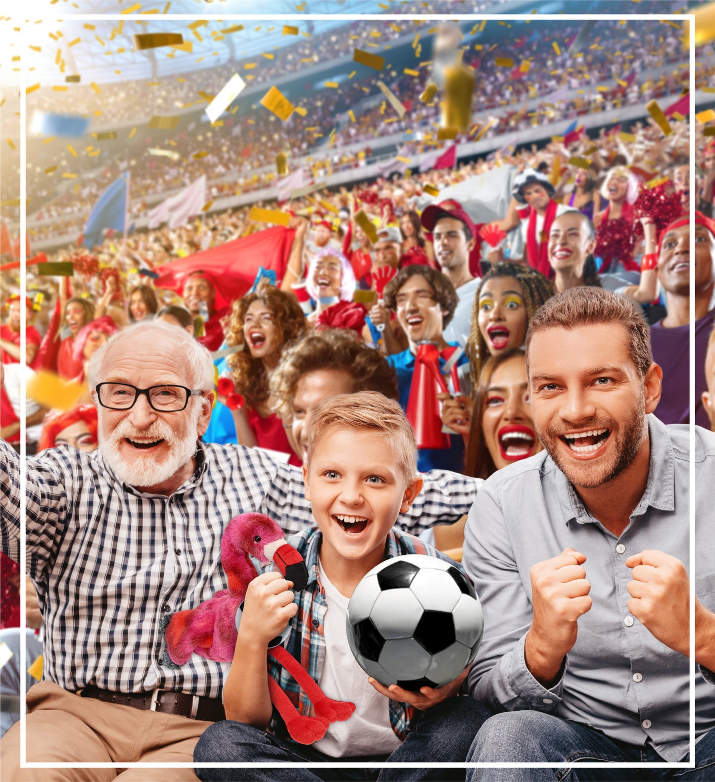 SUPER-SOFT PLUSH - PINK TIE-DYE FLAMINGO 8" with Soccer Plush