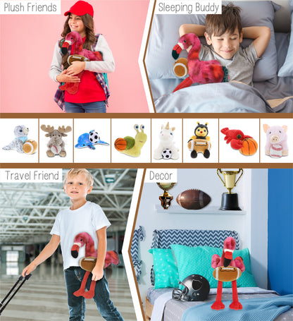 SUPER-SOFT PLUSH - PINK TIE-DYE FLAMINGO 8" with Football Plush