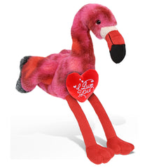 PLUSH I LOVE YOU RED HEART - SUPER-SOFT PLUSH - PINK TIE-DYE FLAMINGO 8"