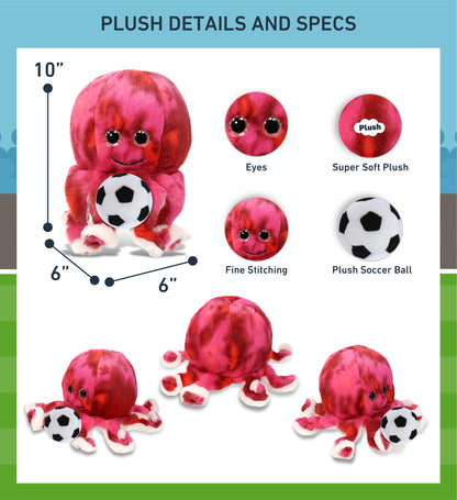 SUPER-SOFT PLUSH - PINK TIE-DYE OCTOPUS 10" with Soccer Plush
