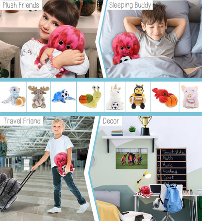 SUPER-SOFT PLUSH - PINK TIE-DYE OCTOPUS 10" with Soccer Plush