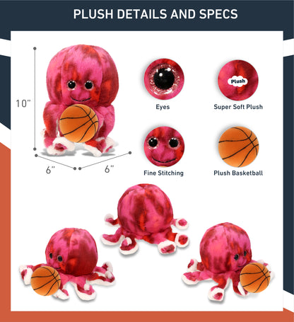 SUPER-SOFT PLUSH - PINK TIE-DYE OCTOPUS 10" with Basketball Plush