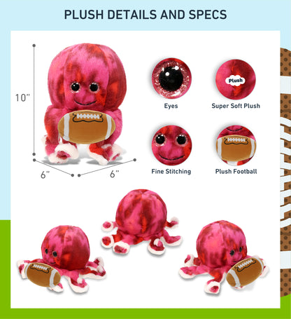 SUPER-SOFT PLUSH - PINK TIE-DYE OCTOPUS 10" with Football Plush