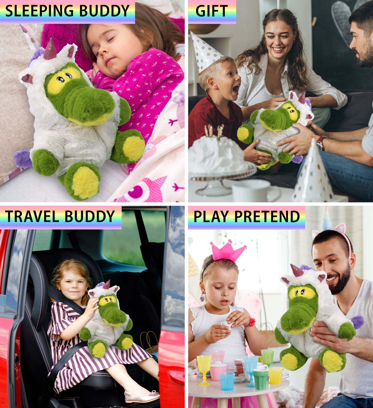 ECO FRIENDLY SUPER-SOFT PLUSH - ALLIGATOR 9" With Unicorn Dress Up