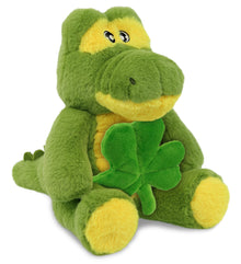 DolliBu Eco-Friendly Alligator Stuffed Animal with Green Plush Shamrock, 9 Inch