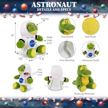 ECO FRIENDLY SUPER-SOFT PLUSH - ALLIGATOR 9" With Astronaut Dress Up