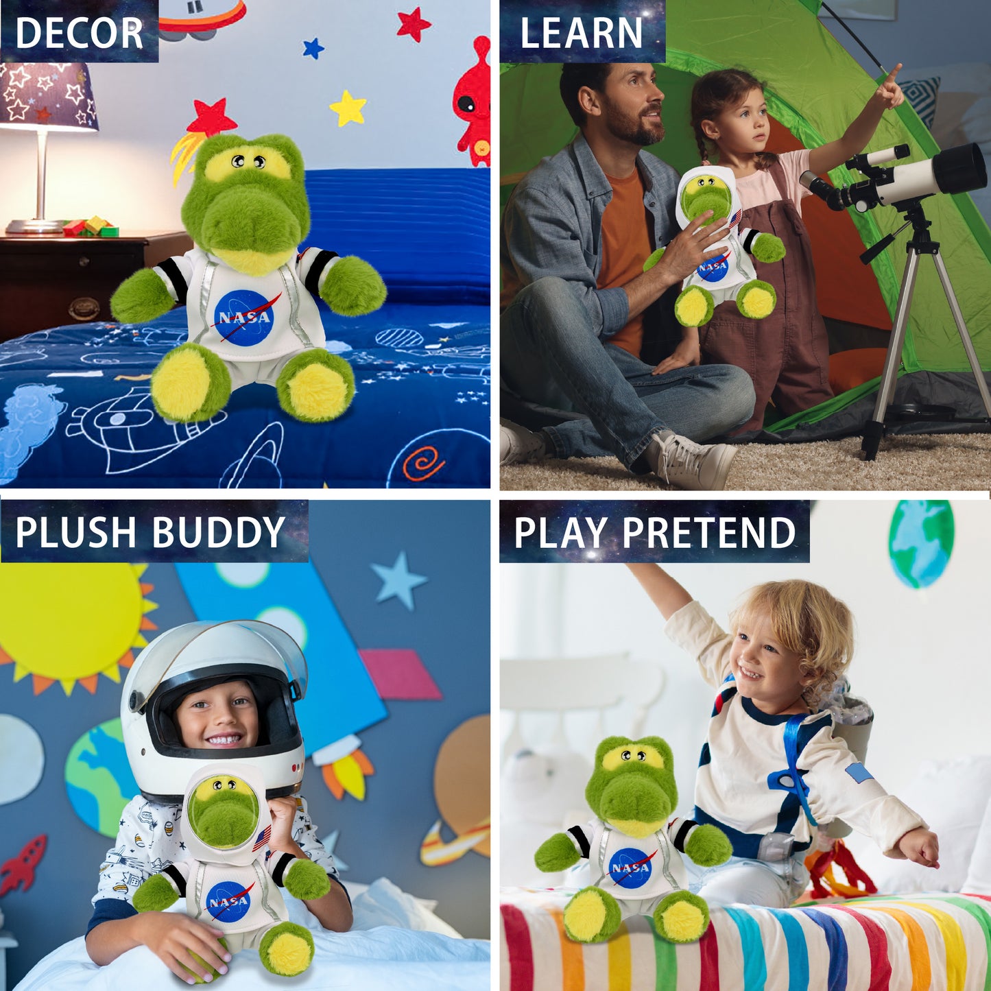ECO FRIENDLY SUPER-SOFT PLUSH - ALLIGATOR 9" With Astronaut Dress Up