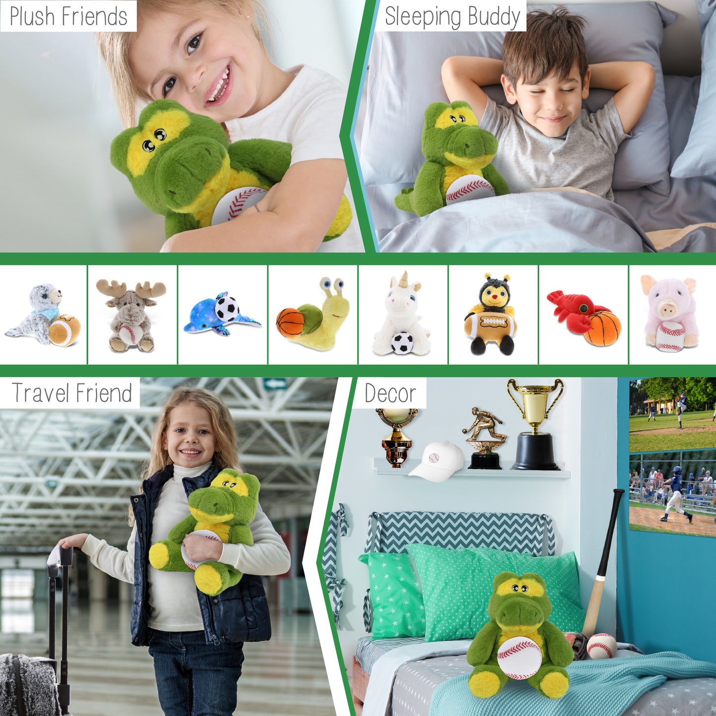 ECO FRIENDLY SUPER-SOFT PLUSH - ALLIGATOR 9" With Baseball Plush