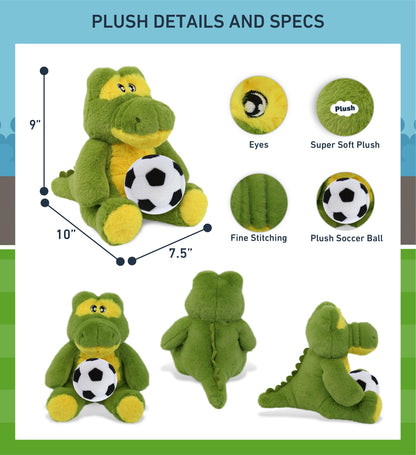 ECO FRIENDLY SUPER-SOFT PLUSH - ALLIGATOR 9" With Soccer Plush