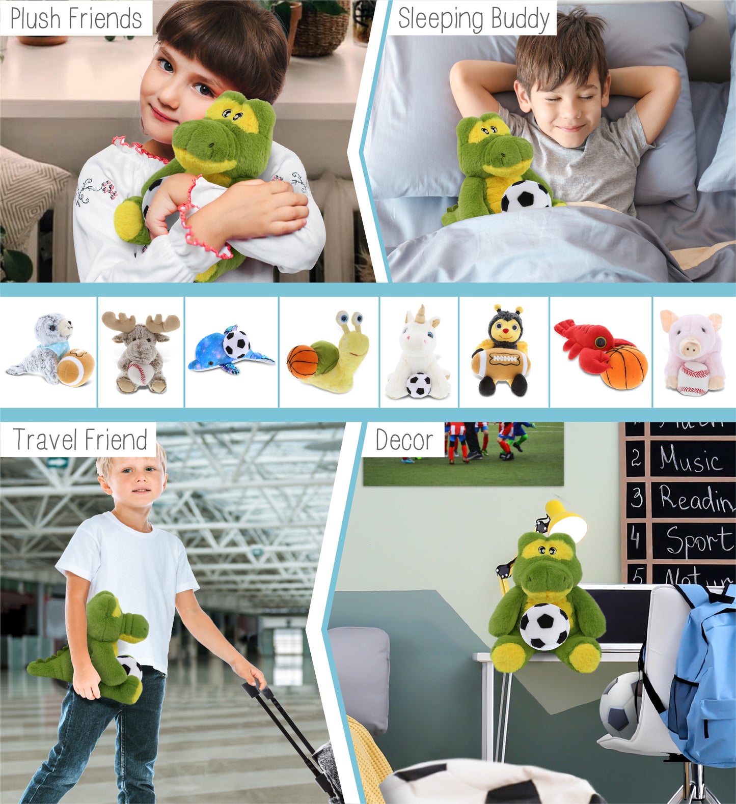 ECO FRIENDLY SUPER-SOFT PLUSH - ALLIGATOR 9" With Soccer Plush