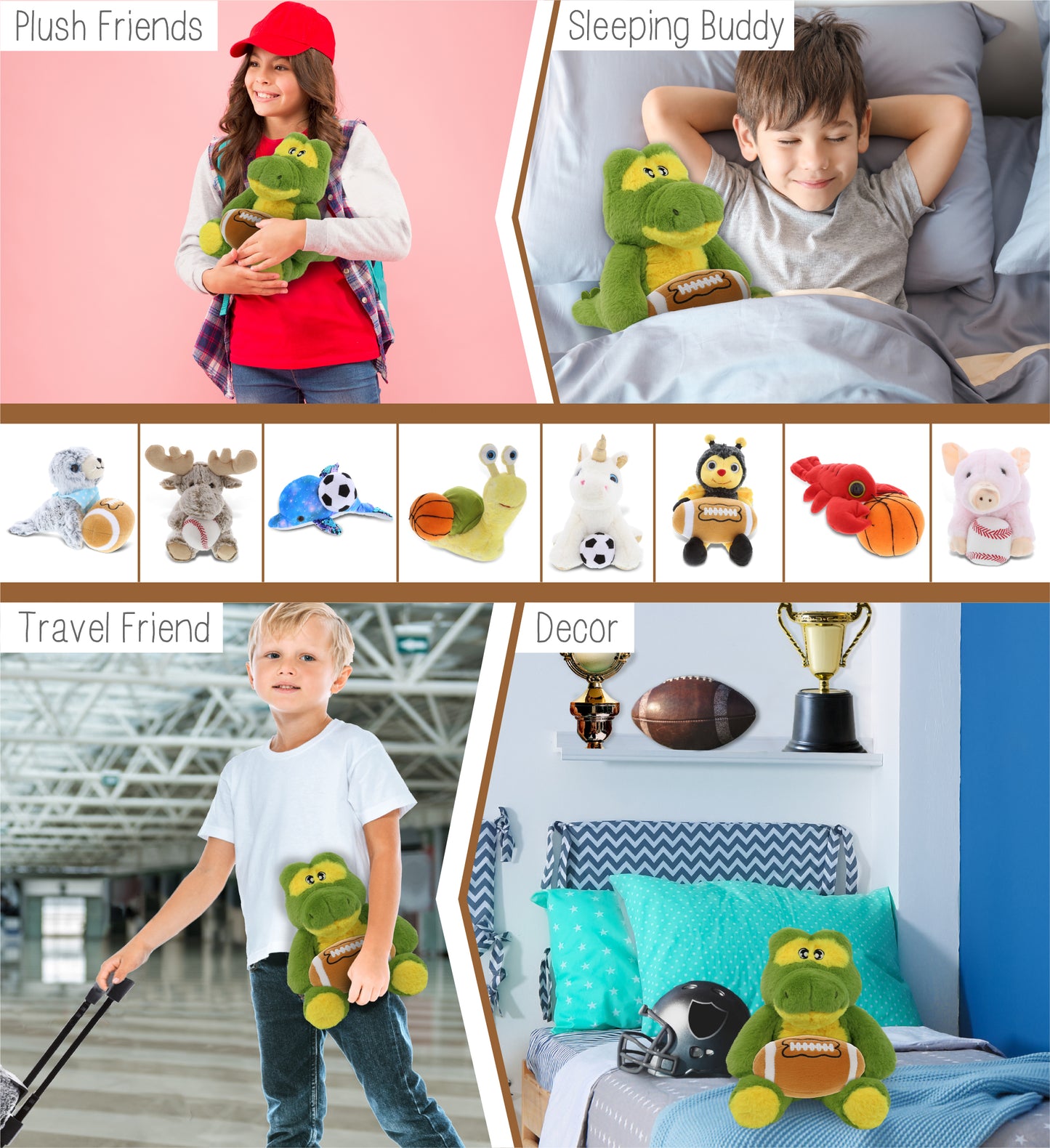 ECO FRIENDLY SUPER-SOFT PLUSH - ALLIGATOR 9" With Football Plush