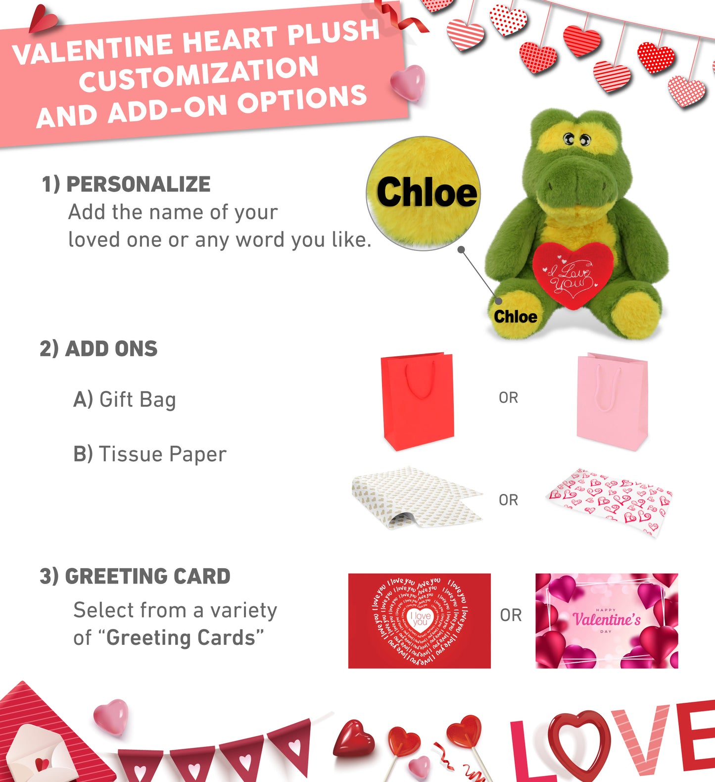 PLUSH I LOVE YOU RED HEART - ECO FRIENDLY SUPER-SOFT PLUSH - ALLIGATOR 9"