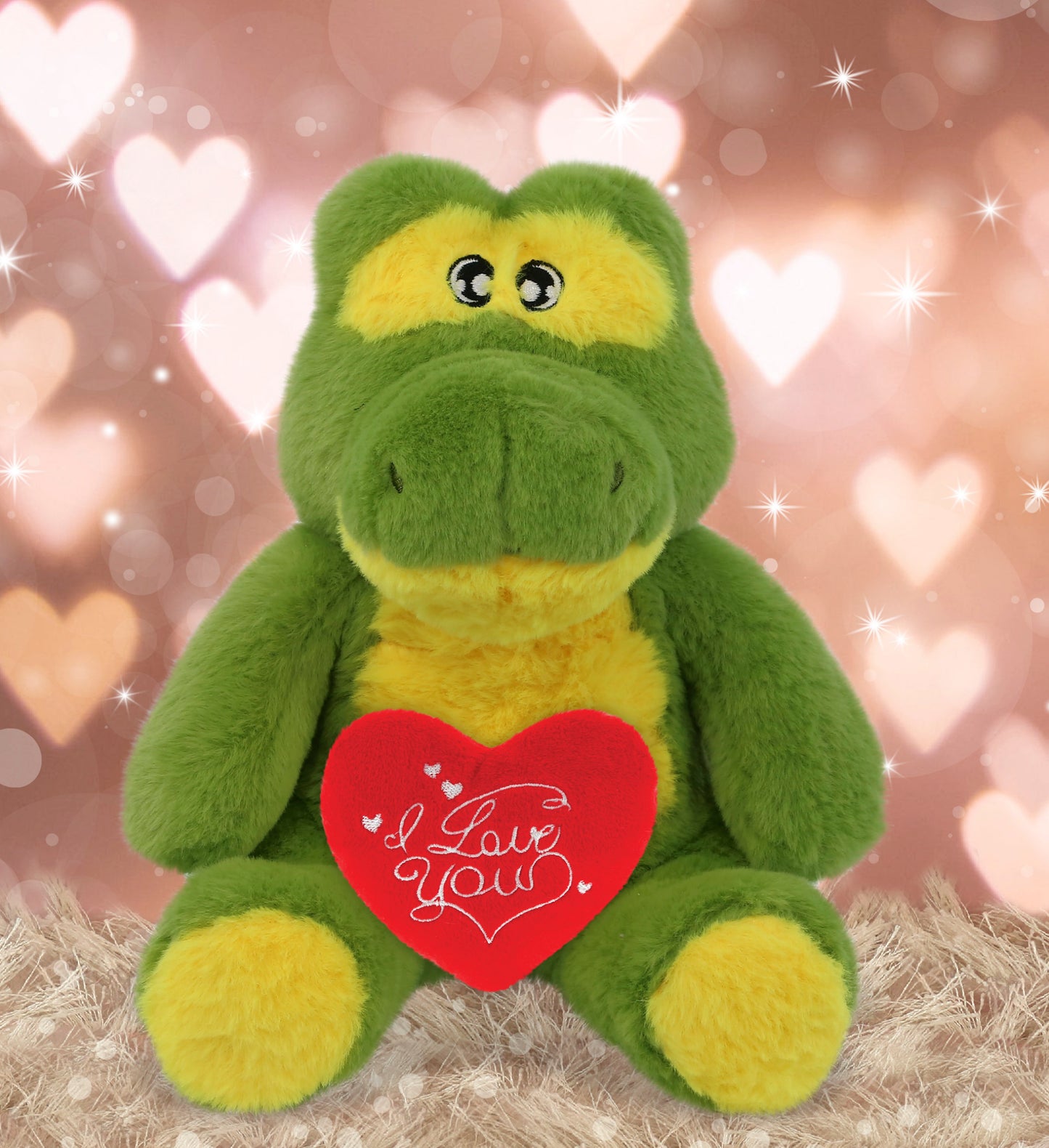 PLUSH I LOVE YOU RED HEART - ECO FRIENDLY SUPER-SOFT PLUSH - ALLIGATOR 9"