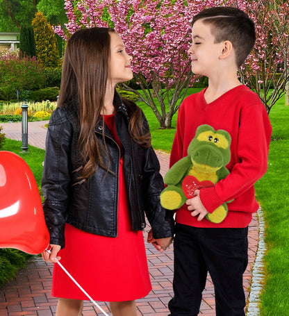 PLUSH I LOVE YOU RED HEART - ECO FRIENDLY SUPER-SOFT PLUSH - ALLIGATOR 9"