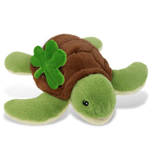 DolliBu Eco-Friendly Sea Turtle Stuffed Toy with Green Plush Shamrock - 12 Inch