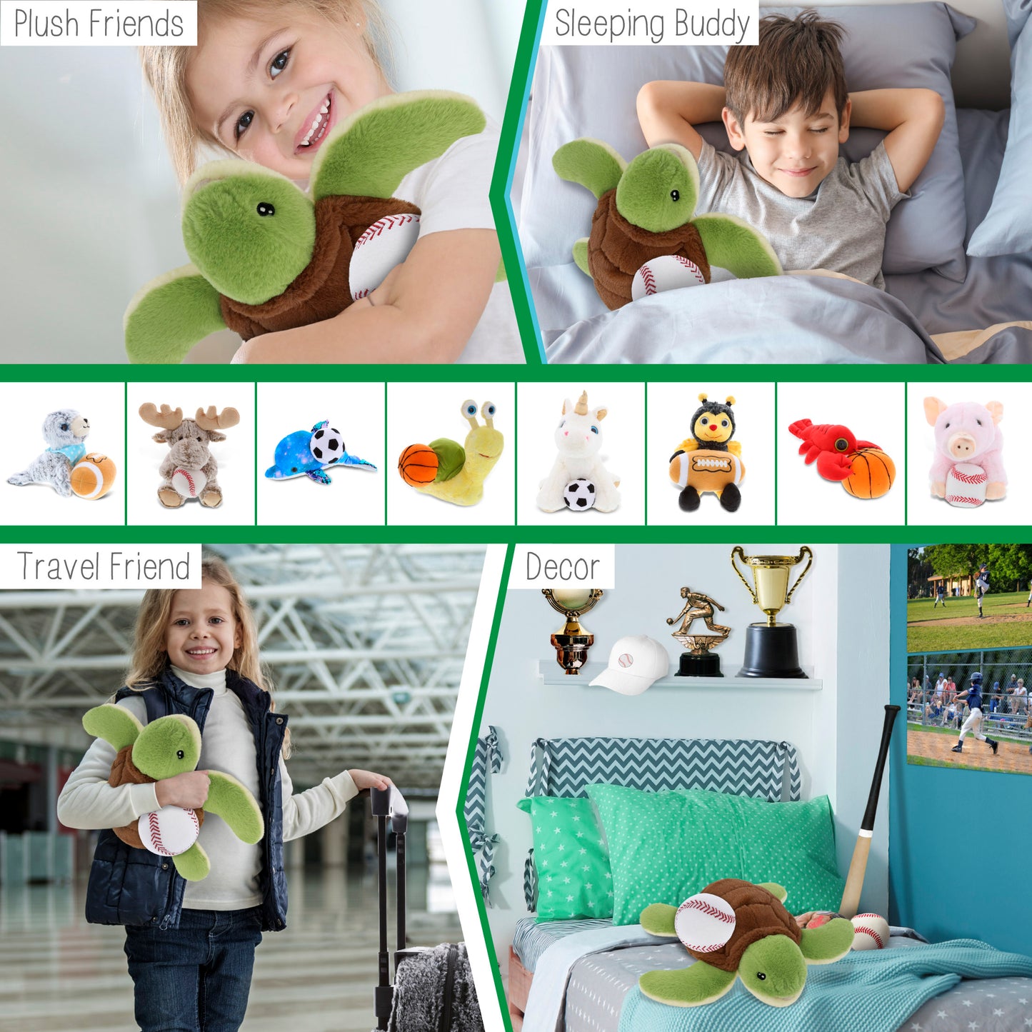 ECO FRIENDLY SUPER-SOFT PLUSH - SEA TURTLE 12" With Baseball Plush