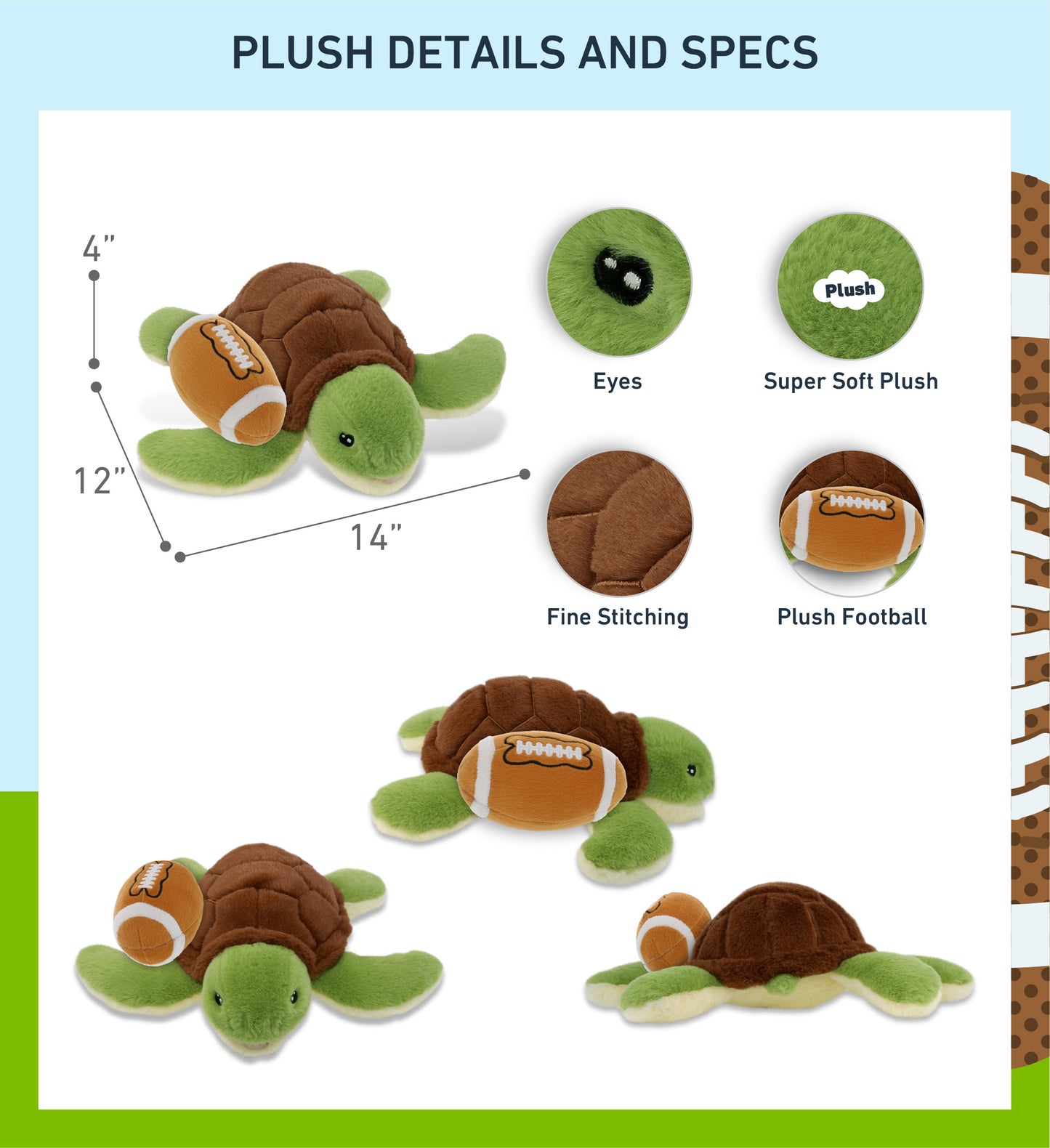 ECO FRIENDLY SUPER-SOFT PLUSH - SEA TURTLE 12" With Football Plush