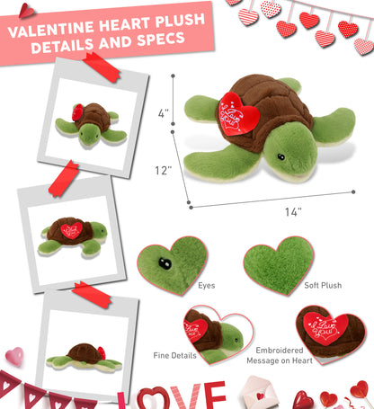 PLUSH I LOVE YOU RED HEART - ECO FRIENDLY SUPER-SOFT PLUSH - SEA TURTLE 12"