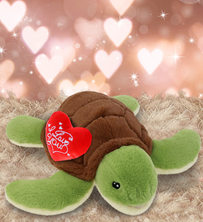 PLUSH I LOVE YOU RED HEART - ECO FRIENDLY SUPER-SOFT PLUSH - SEA TURTLE 12"