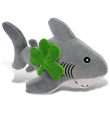 DolliBu Eco-Friendly Shark Stuffed Animal with Green Plush Shamrock - 12 Inches