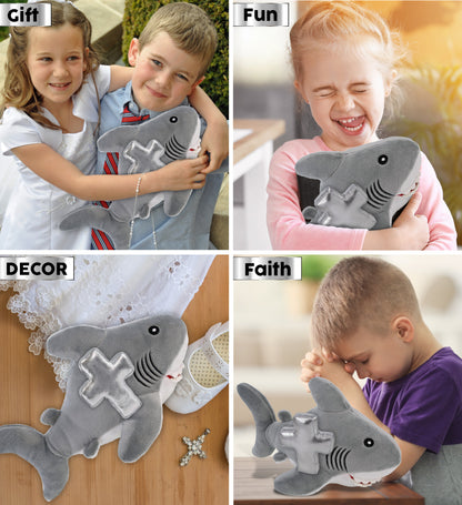 ECO FRIENDLY SUPER-SOFT PLUSH - SHARK 12" With Cross Plush