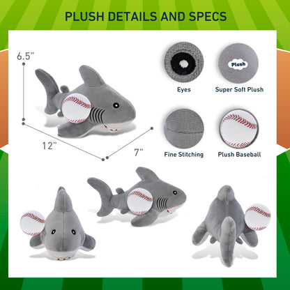ECO FRIENDLY SUPER-SOFT PLUSH - SHARK 12" With Baseball Plush