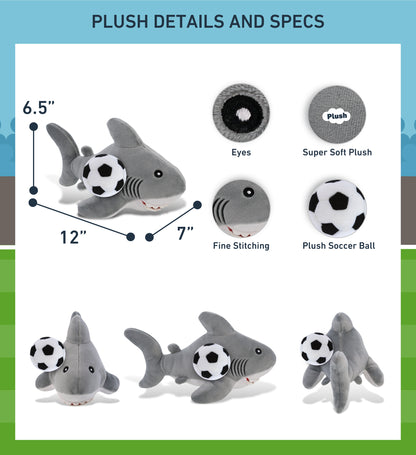 ECO FRIENDLY SUPER-SOFT PLUSH - SHARK 12" With Soccer Plush