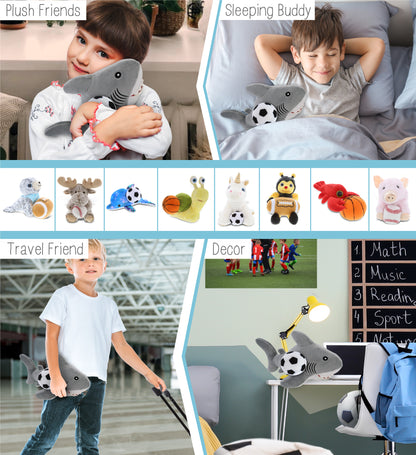 ECO FRIENDLY SUPER-SOFT PLUSH - SHARK 12" With Soccer Plush