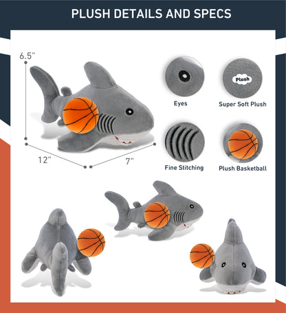 ECO FRIENDLY SUPER-SOFT PLUSH - SHARK 12" With Basketball Plush
