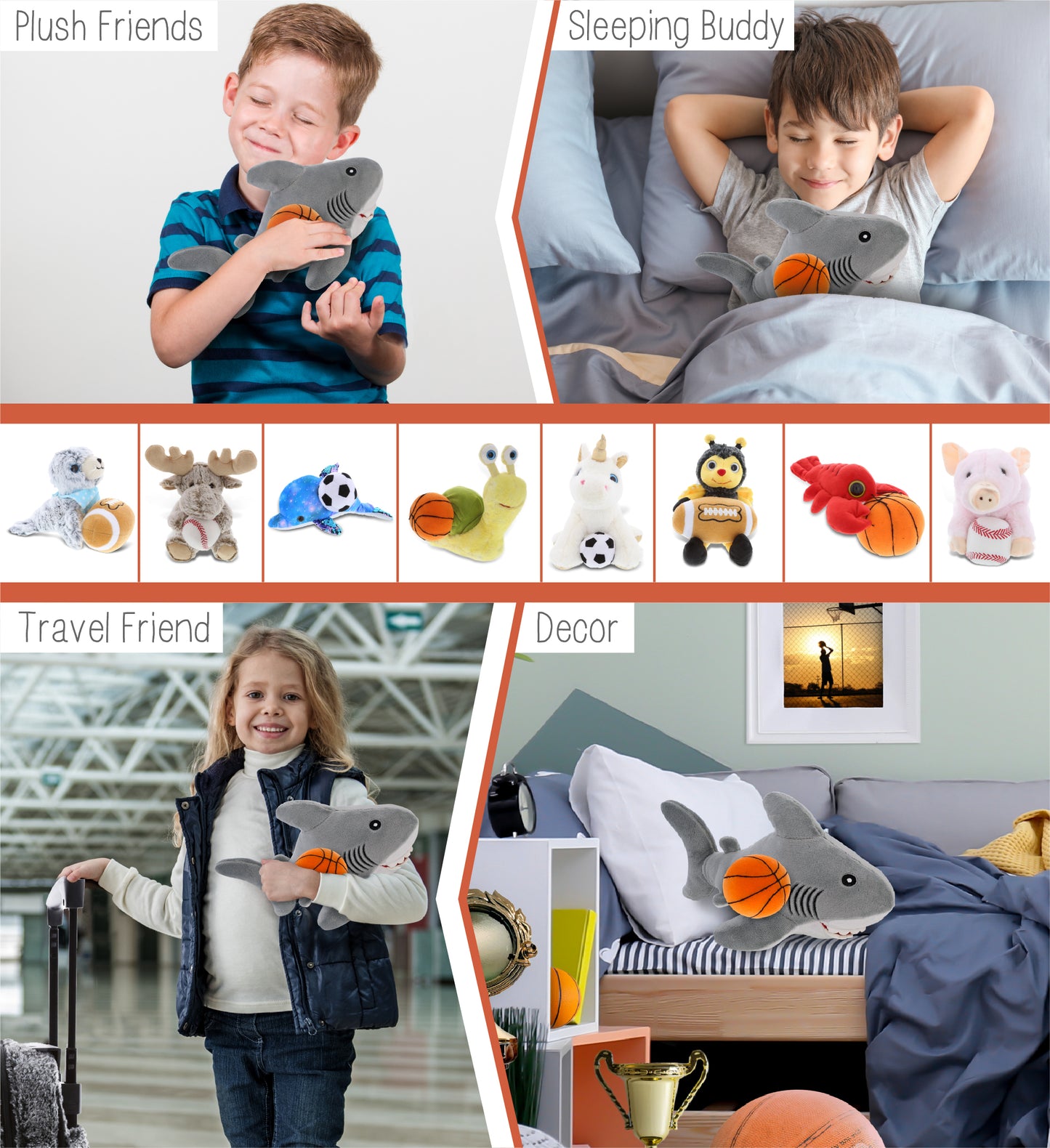 ECO FRIENDLY SUPER-SOFT PLUSH - SHARK 12" With Basketball Plush