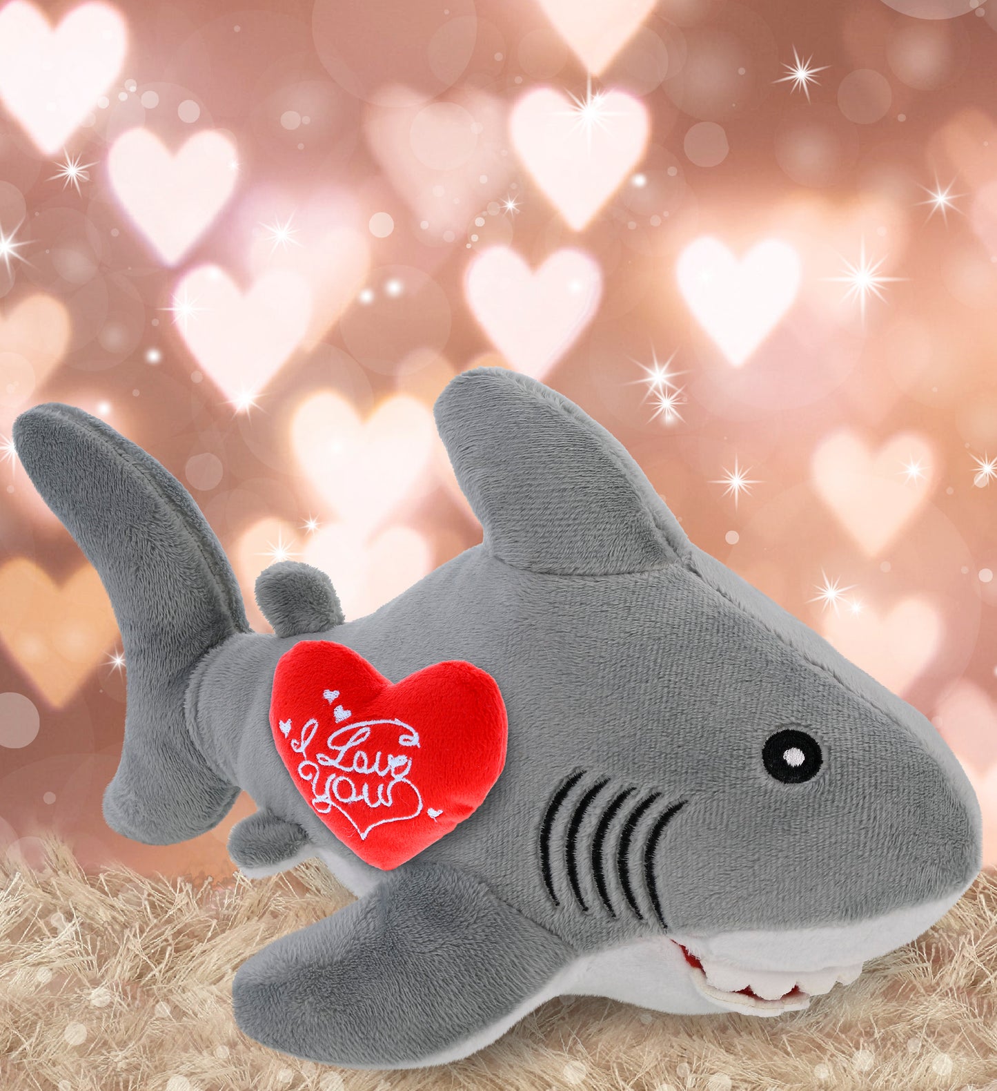 PLUSH I LOVE YOU RED HEART - ECO FRIENDLY SUPER-SOFT PLUSH - SHARK 12"