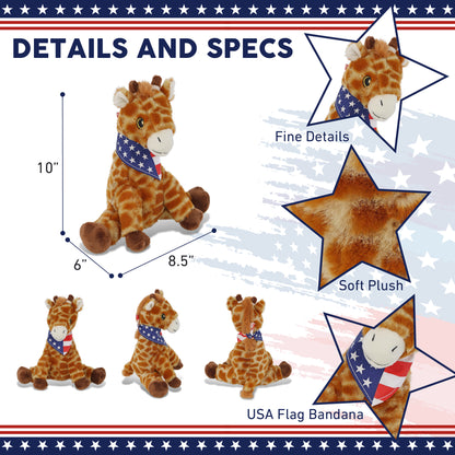 ECO FRIENDLY SUPER-SOFT PLUSH - GIRAFFE 10" WITH USA BANDANA