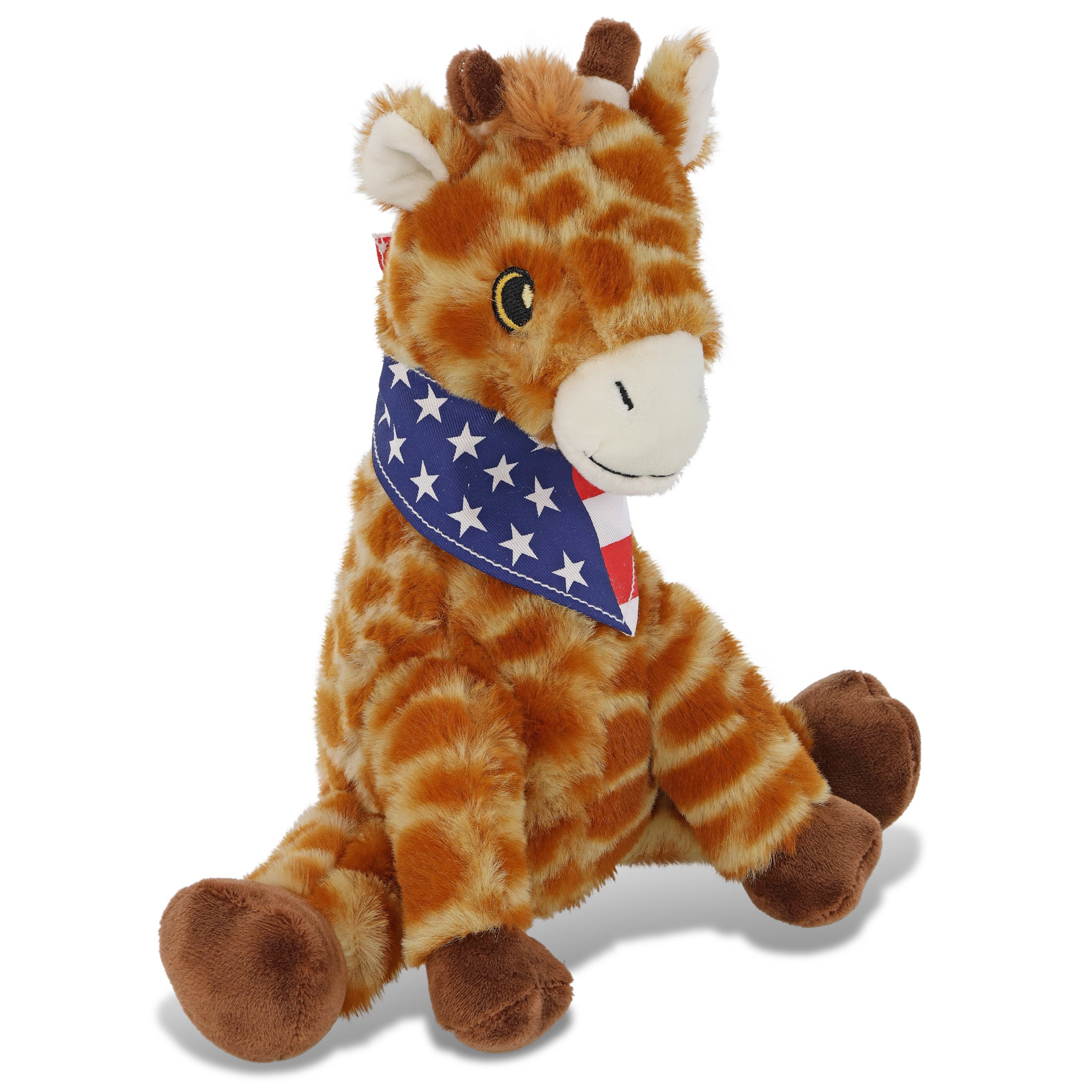 ECO FRIENDLY SUPER-SOFT PLUSH - GIRAFFE 10" WITH USA BANDANA