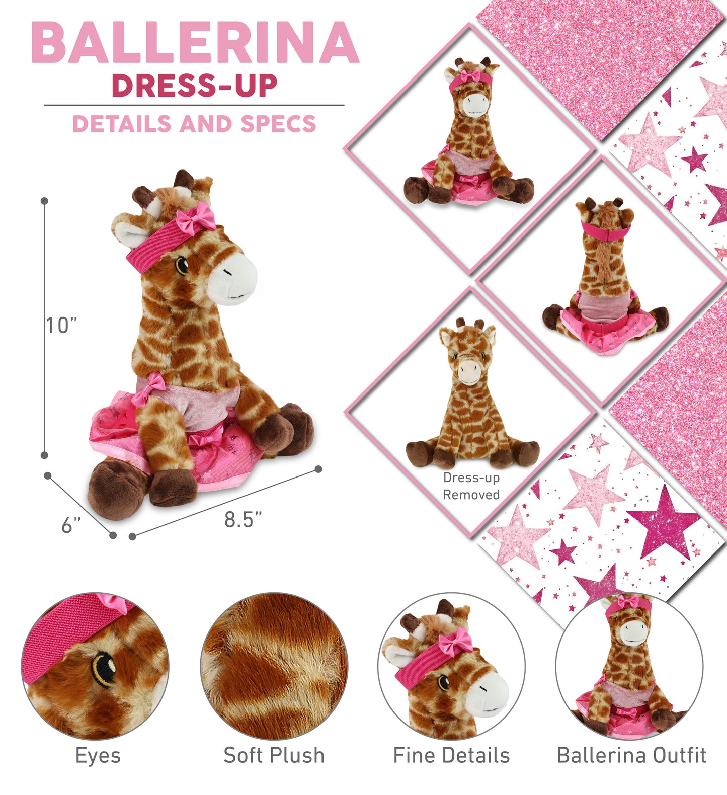 ECO FRIENDLY SUPER-SOFT PLUSH - GIRAFFE 10" BALLERINA