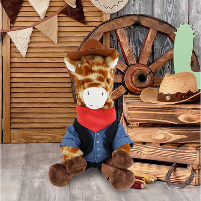 ECO FRIENDLY SUPER-SOFT PLUSH - GIRAFFE 10" COWBOY DRESS UP