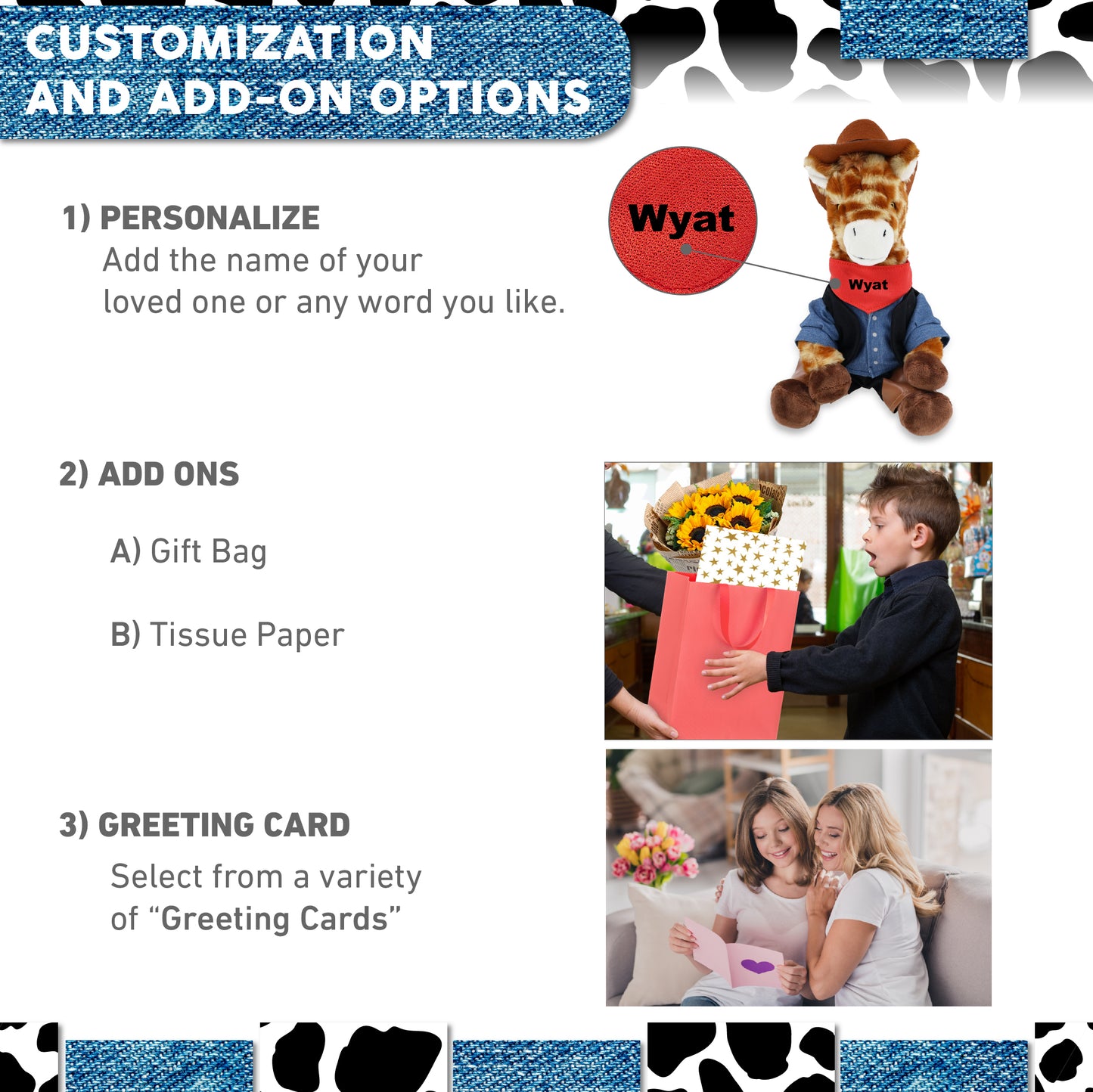 ECO FRIENDLY SUPER-SOFT PLUSH - GIRAFFE 10" COWBOY DRESS UP