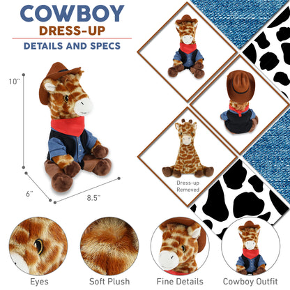 ECO FRIENDLY SUPER-SOFT PLUSH - GIRAFFE 10" COWBOY DRESS UP