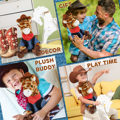 ECO FRIENDLY SUPER-SOFT PLUSH - GIRAFFE 10" COWBOY DRESS UP