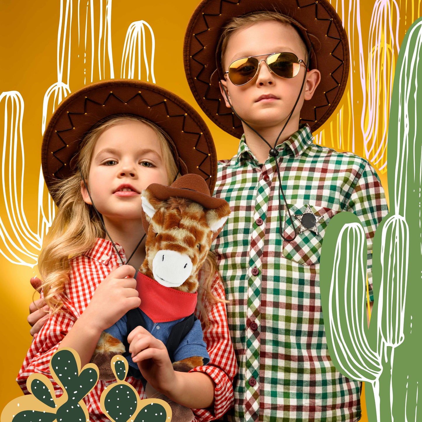 ECO FRIENDLY SUPER-SOFT PLUSH - GIRAFFE 10" COWBOY DRESS UP