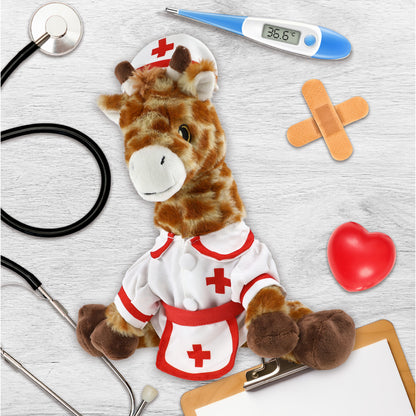 ECO FRIENDLY SUPER-SOFT PLUSH - GIRAFFE 10" With NURSE Dress-Up