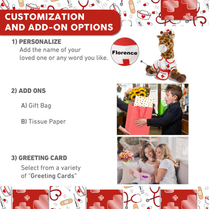 ECO FRIENDLY SUPER-SOFT PLUSH - GIRAFFE 10" With NURSE Dress-Up