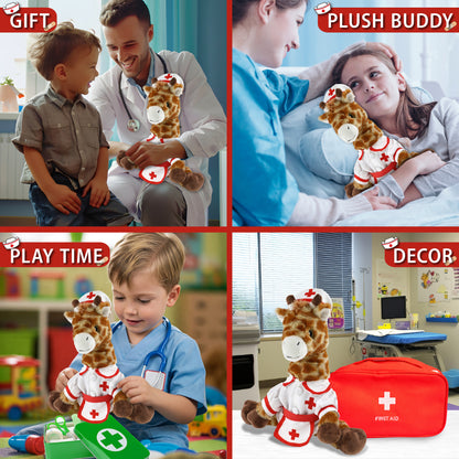 ECO FRIENDLY SUPER-SOFT PLUSH - GIRAFFE 10" With NURSE Dress-Up