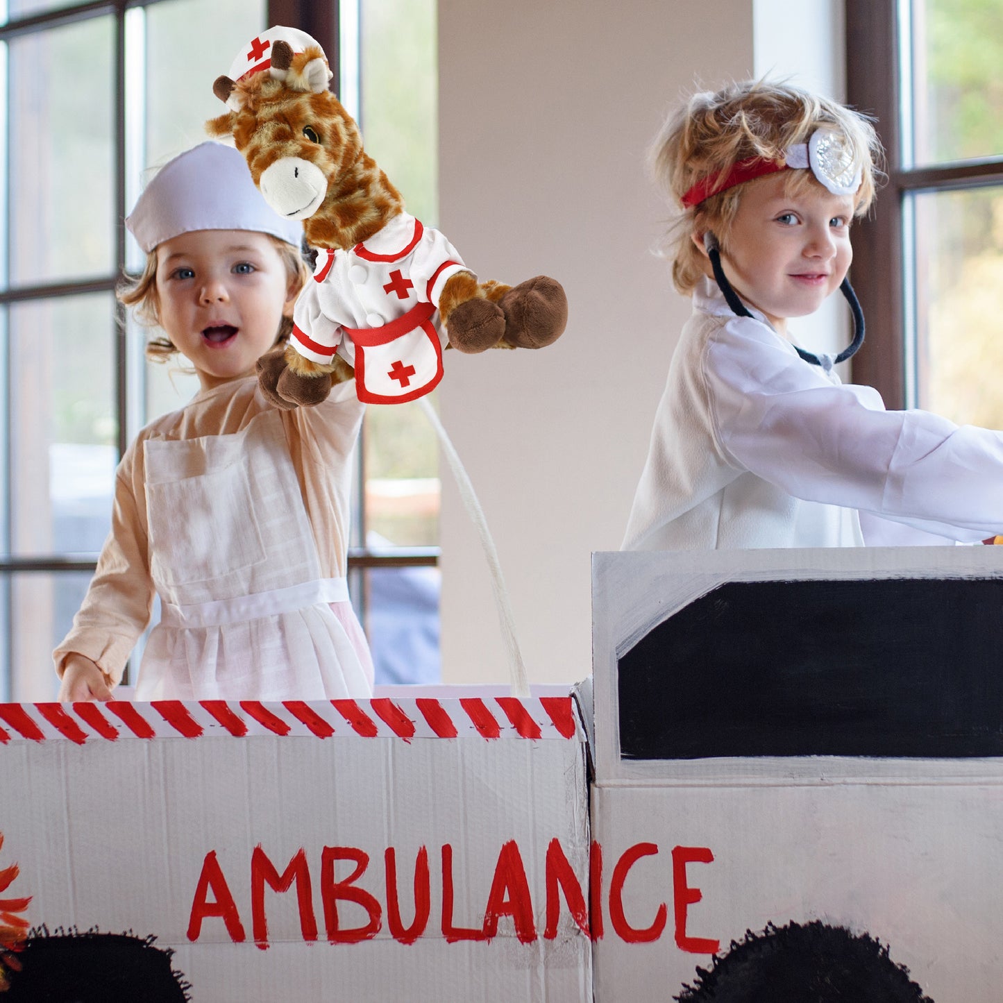 ECO FRIENDLY SUPER-SOFT PLUSH - GIRAFFE 10" With NURSE Dress-Up